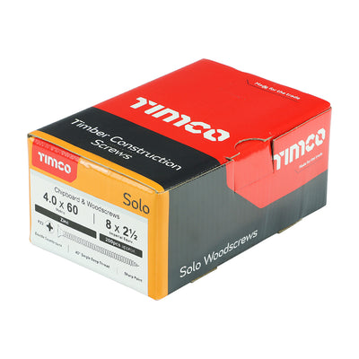TIMco Solo Countersunk Silver Woodscrews - 4.0 x 60 - 200 Pieces