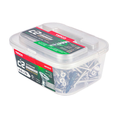 TIMco C2 Exterior Multi-Purpose Premium Countersunk Silver Woodscrews - 4.0 x 70 - 170 Pieces