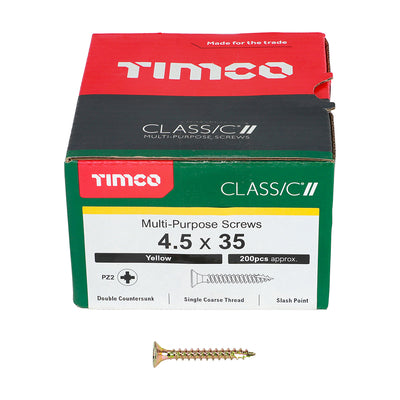 TIMco Classic Multi-Purpose Countersunk Gold Woodscrews - 4.5 x 35 - 200 Pieces