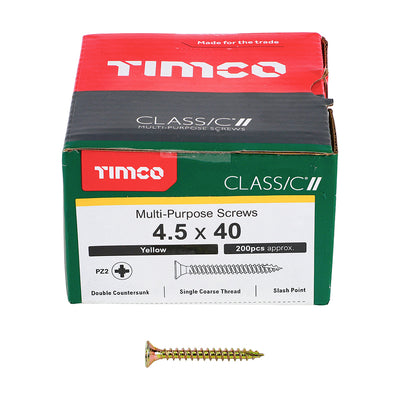 TIMco Classic Multi-Purpose Countersunk Gold Woodscrews - 4.5 x 40 - 200 Pieces
