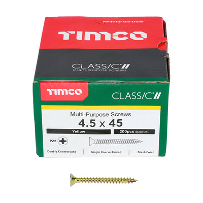 TIMco Classic Multi-Purpose Countersunk Gold Woodscrews - 4.5 x 45 - 200 Pieces