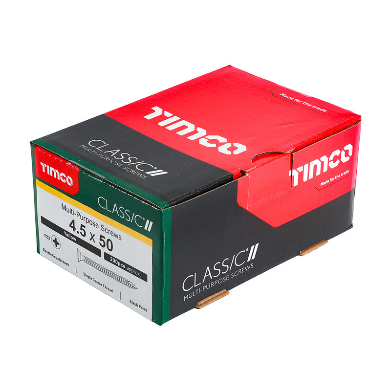 TIMco Classic Multi-Purpose Countersunk Gold Woodscrews - 4.5 x 50 - 200 Pieces