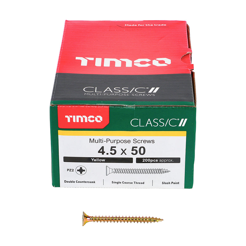 TIMco Classic Multi-Purpose Countersunk Gold Woodscrews - 4.5 x 50 - 200 Pieces