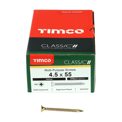 TIMco Classic Multi-Purpose Countersunk Gold Woodscrews - 4.5 x 55 - 200 Pieces