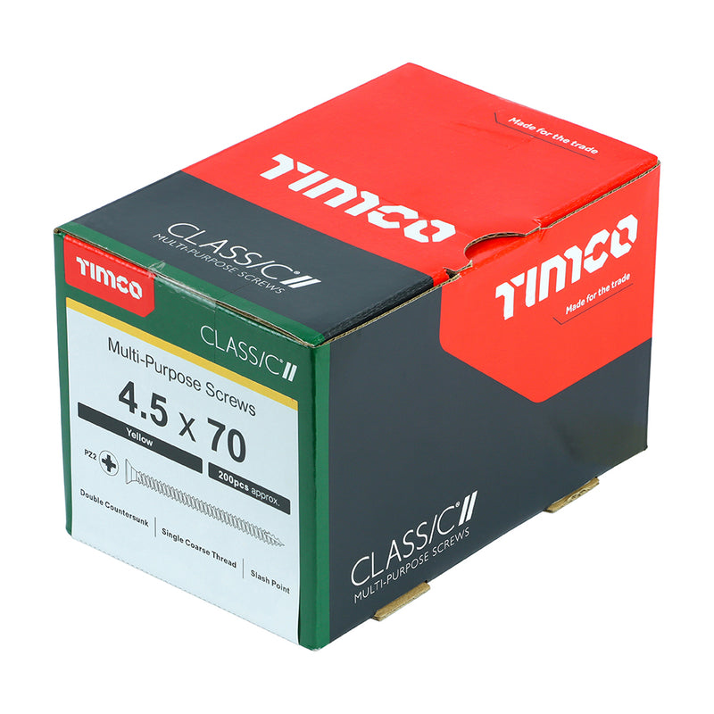 TIMco Classic Multi-Purpose Countersunk Gold Woodscrews - 4.5 x 70 - 200 Pieces