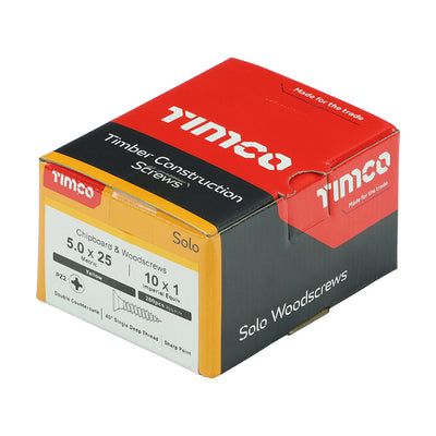 TIMco Solo Countersunk Gold Woodscrews - 5.0 x 25 - 200 Pieces