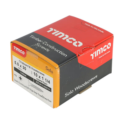 TIMco Solo Countersunk Gold Woodscrews - 5.0 x 30 - 200 Pieces