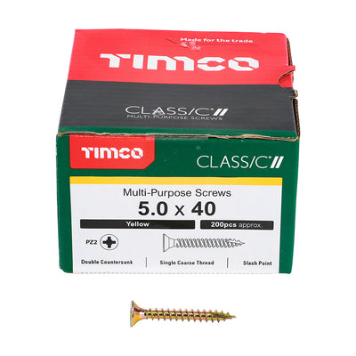 TIMco Classic Multi-Purpose Countersunk Gold Woodscrews - 5.0 x 40 - 200 Pieces