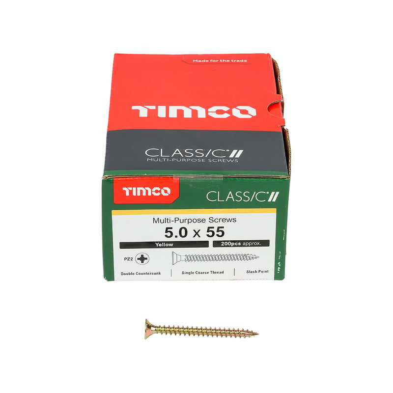 TIMco Classic Multi-Purpose Countersunk Gold Woodscrews - 5.0 x 55 - 200 Pieces