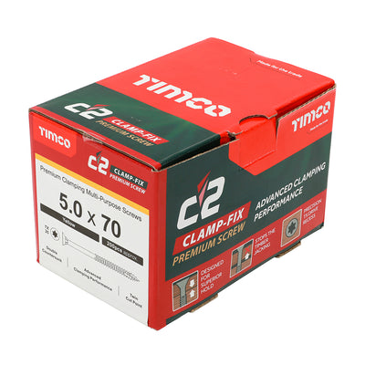 TIMco C2 Strong-Fix Multi-Purpose Premium Countersunk Gold Woodscrews - 5.0 x 70 - 375 Pieces