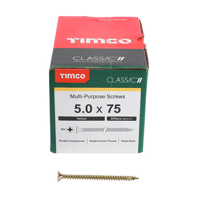 TIMco Classic Multi-Purpose Countersunk Gold Woodscrews - 5.0 x 75 - 200 Pieces