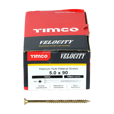 TIMco Velocity Premium Multi-Use Countersunk Gold Woodscrews - 5.0 x 90 - 325 Pieces