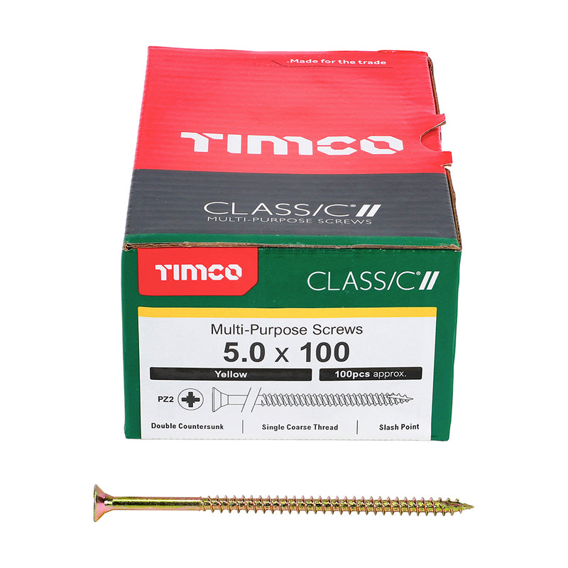 TIMco Classic Multi-Purpose Countersunk Gold Woodscrews - 5.0 x 100 - 100 Pieces