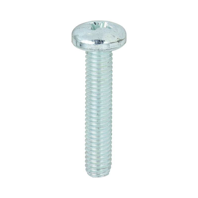 TIMco Machine Pan Head Silver Screws - M5 x 25 - 100 Pieces