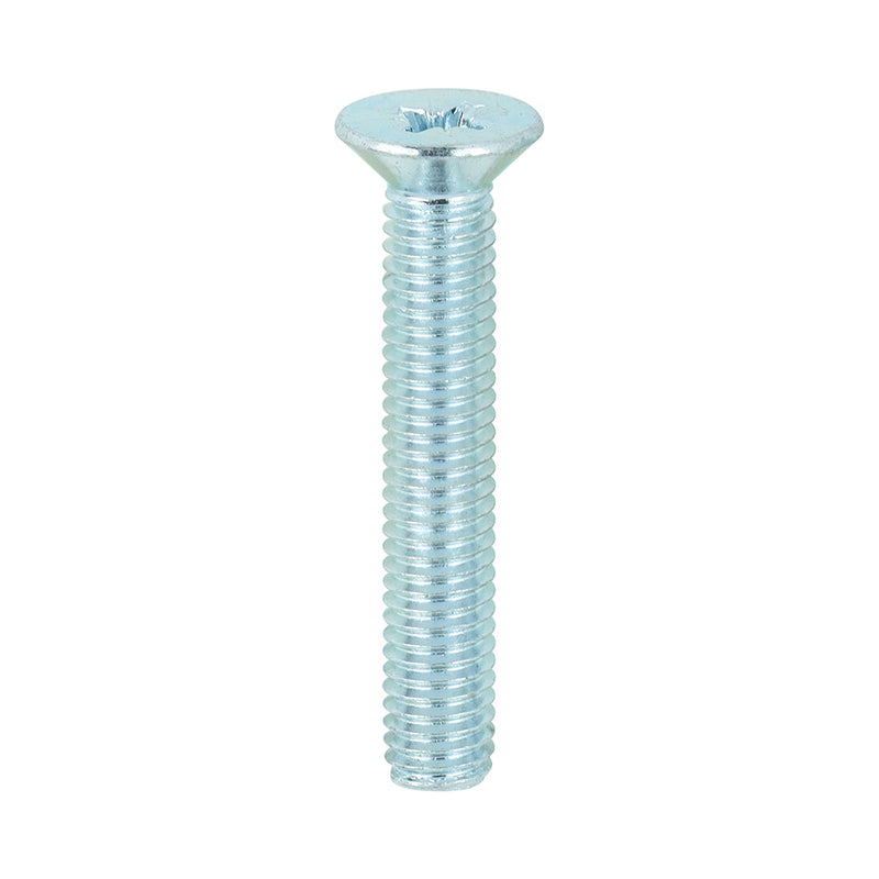 TIMco Machine Countersunk Silver Screws - M5 x 30 - 100 Pieces