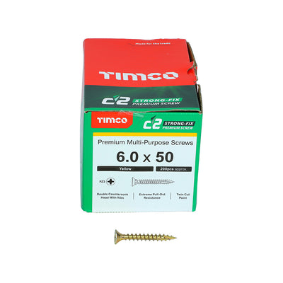 TIMco C2 Strong-Fix Multi-Purpose Premium Countersunk Gold Woodscrews - 6.0 x 100 - 225 Pieces