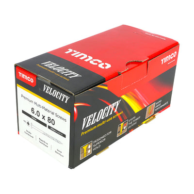 TIMco Velocity Premium Multi-Use Countersunk Gold Woodscrews - 6.0 x 80 - 200 Pieces