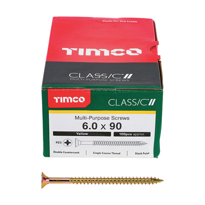 TIMco Classic Multi-Purpose Countersunk Gold Woodscrews - 6.0 x 90 - 100 Pieces