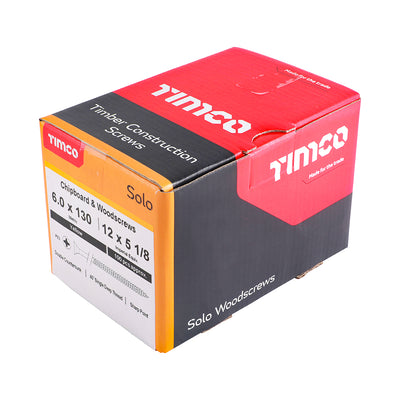 TIMco Solo Countersunk Gold Woodscrews - 6.0 x 130 - 100 Pieces