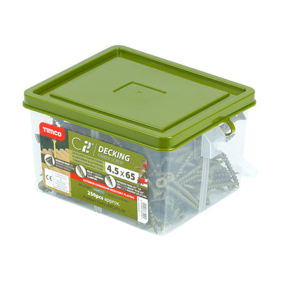 TIMco C2 Deck-Fix Premium Countersunk Green Decking Screws - 4.5 x 65 - 250 Pieces Tub