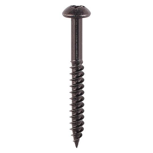 TIMco Twin-Threaded Round Head Black Woodscrews - 8 x 1 1/2 - 200 Pieces
