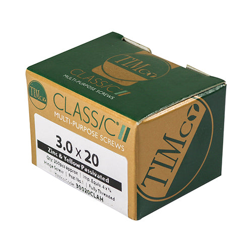 TIMco Classic Multi-Purpose Reduced Head Countersunk Gold Piano Hinge Woodscrews - 3.0 x 25 - 200 Pieces