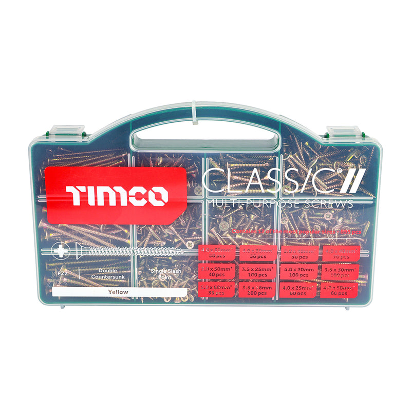 TIMco Classic Multi-Purpose Countersunk Gold Woodscrews Assorted Case -  895pcs