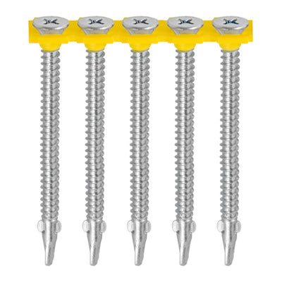 TIMco Collated Self-Drilling Wing-Tip Steel to Timber Light Section Exterior Silver Screws  - 4.8 x 44 - 1000 Pieces