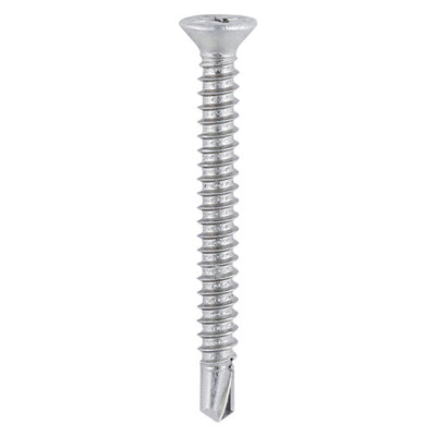 TIMco Window Fabrication Screws Countersunk with Ribs PH Self-Tapping Thread Self-Drilling Point Martensitic Stainless Steel & Silver Organic - 3.9 x 16 - 1000 Pieces