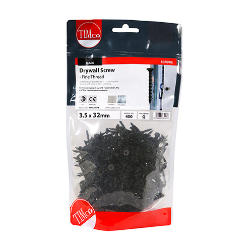 TIMco Drywall Fine Thread Bugle Head Black Screws - 3.5 x 32 - 1000 Pieces