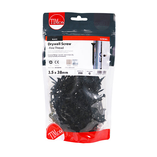 TIMco Drywall Fine Thread Bugle Head Black Screws - 3.5 x 38 - 350 Pieces