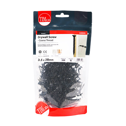 TIMco Drywall Coarse Thread Bugle Head Black Screws - 3.5 x 38 - 1000 Pieces