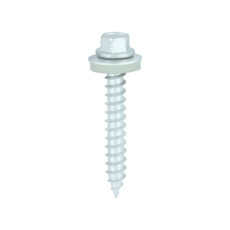 TIMco Slash Point Sheet Metal to Timber Screws Exterior Silver with EPDM Washer - 6.3 x 45 - 100 Pieces