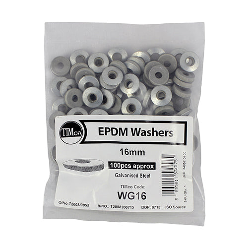 TIMco EPDM Washers Galvanised - 16mm - 100 Pieces