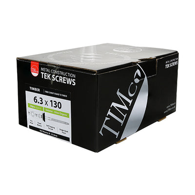TIMco Self-Drilling Fiber Cement Board Exterior Silver Screw with BAZ Washer - Timber  - 6.3 x 130 - 50 Pieces