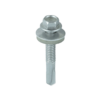 TIMco Self-Drilling Heavy Section Screws Exterior Silver with EPDM Washer - 5.5 x 38 - 100 Pieces Box