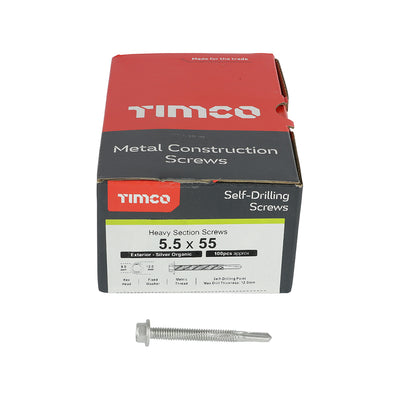 TIMco Self-Drilling Heavy Section Screws Exterior Silver - 5.5 x 55 - 100 Pieces