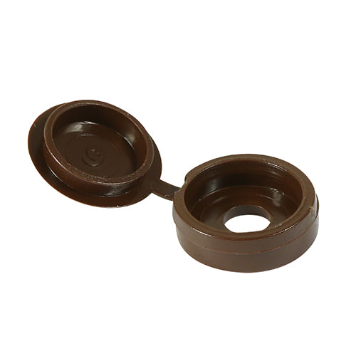 TIMco Hinged Screw Caps Large Brown - To fit 5.0 to 6.0 Screw - 50 Pieces