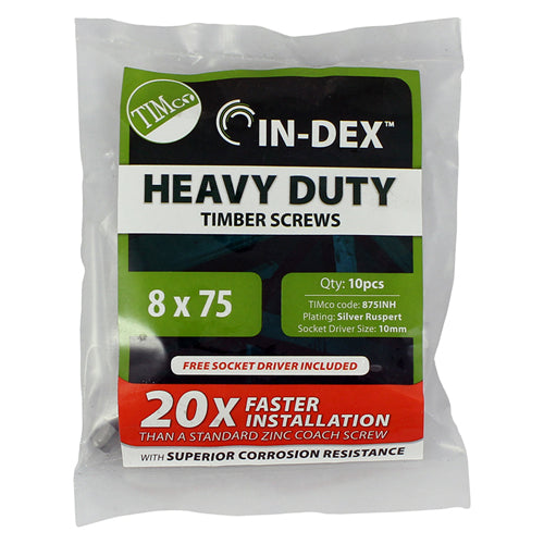 TIMco Heavy Duty Timber Screws Hex Flange Head Exterior Silver - 10.0 x 150 - 10 Pieces