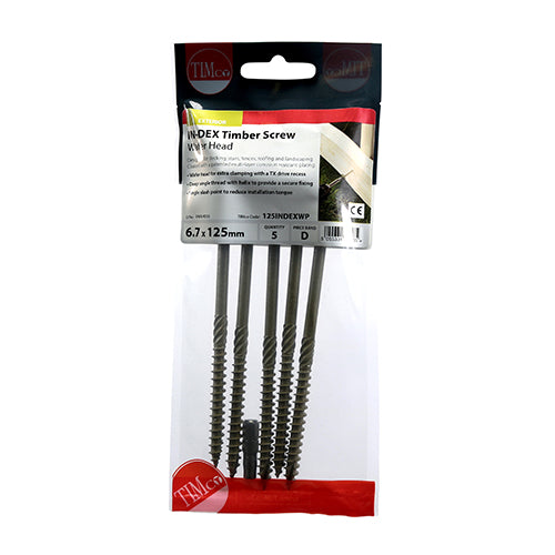 TIMco Wafer Head Exterior Green Timber Screws  - 6.7 x 125 - 5 Pieces
