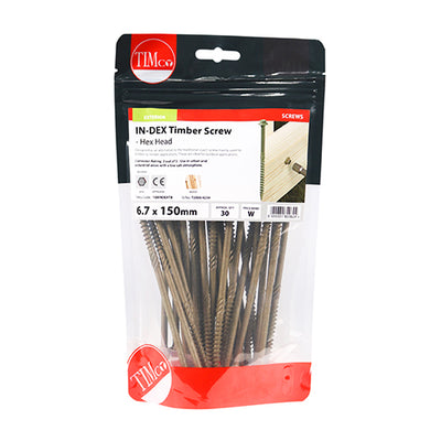 TIMco Timber Screws Hex Flange Head Exterior Green - 6.7 x 150 - 30 Pieces