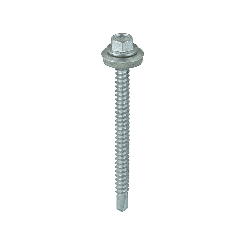 TIMco Self-Drilling Light Section Screws Exterior Silver with EPDM Washer - 5.5 x 70 - 100 Pieces