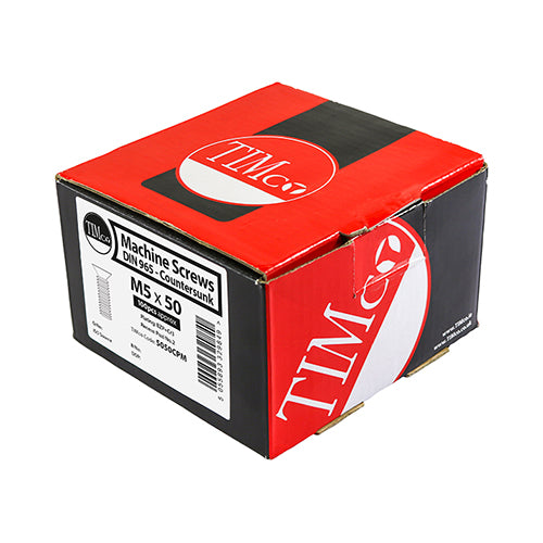 TIMco Machine Countersunk Silver Screws - M4 x 25 - 100 Pieces