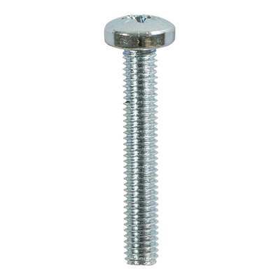 TIMco Machine Pan Head Silver Screws - M4 x 12 - 100 Pieces