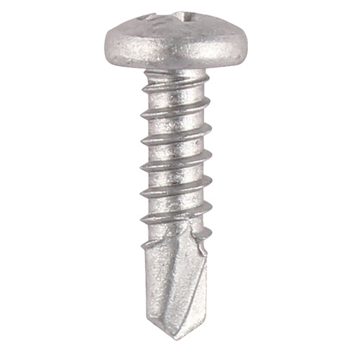TIMco Window Fabrication Screws Pan PH Self-Tapping Self-Drilling Point Martensitic Stainless Steel & Silver Organic - 4.2 x 25 - 1000 Pieces