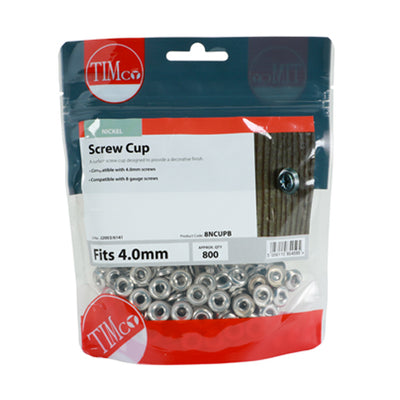 TIMco Screw Cups Nickel - To fit 8 Gauge Screws - 800 Pieces