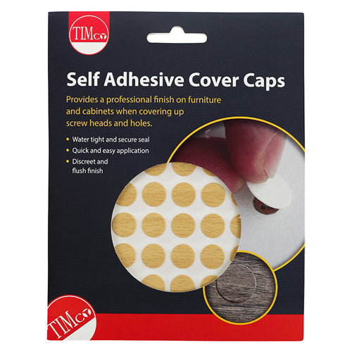 TIMco Self-Adhesive Screw Cover Caps Beech - 13mm - 112 Pieces