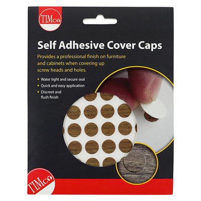 TIMco Self-Adhesive Screw Cover Caps Dijon Walnut - 13mm - 112 Pieces