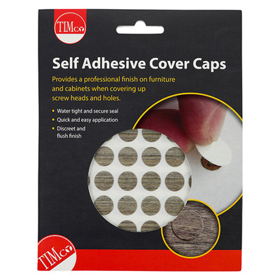 TIMco Self-Adhesive Screw Cover Caps Driftwood - 13mm - 112 Pieces