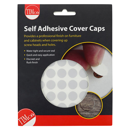 TIMco Self-Adhesive Screw Cover Caps Grey - 13mm - 112 Pieces